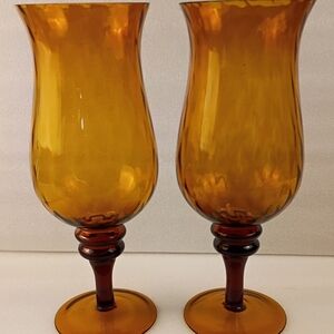 Elegant Amber Glass Vases - Set of 2